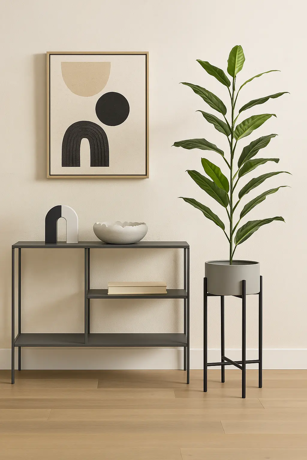 Cole Grey & Black Floor Standing Plant Pot